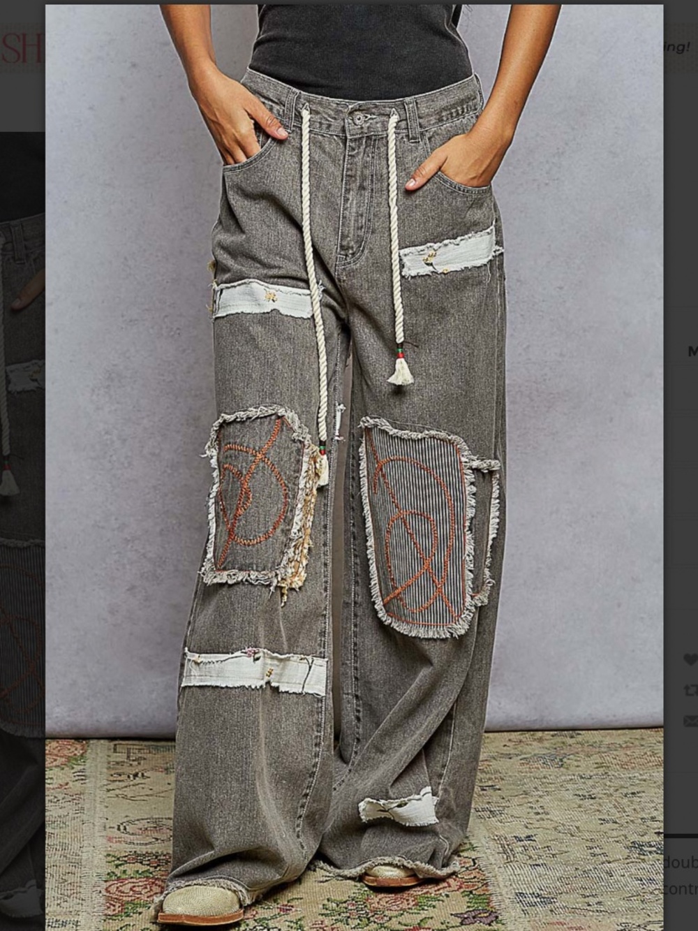 🎂 POL “ MALORY 3 ” POL DENIM TWILL PANT WITH EMBROIDERY DETAIL 74